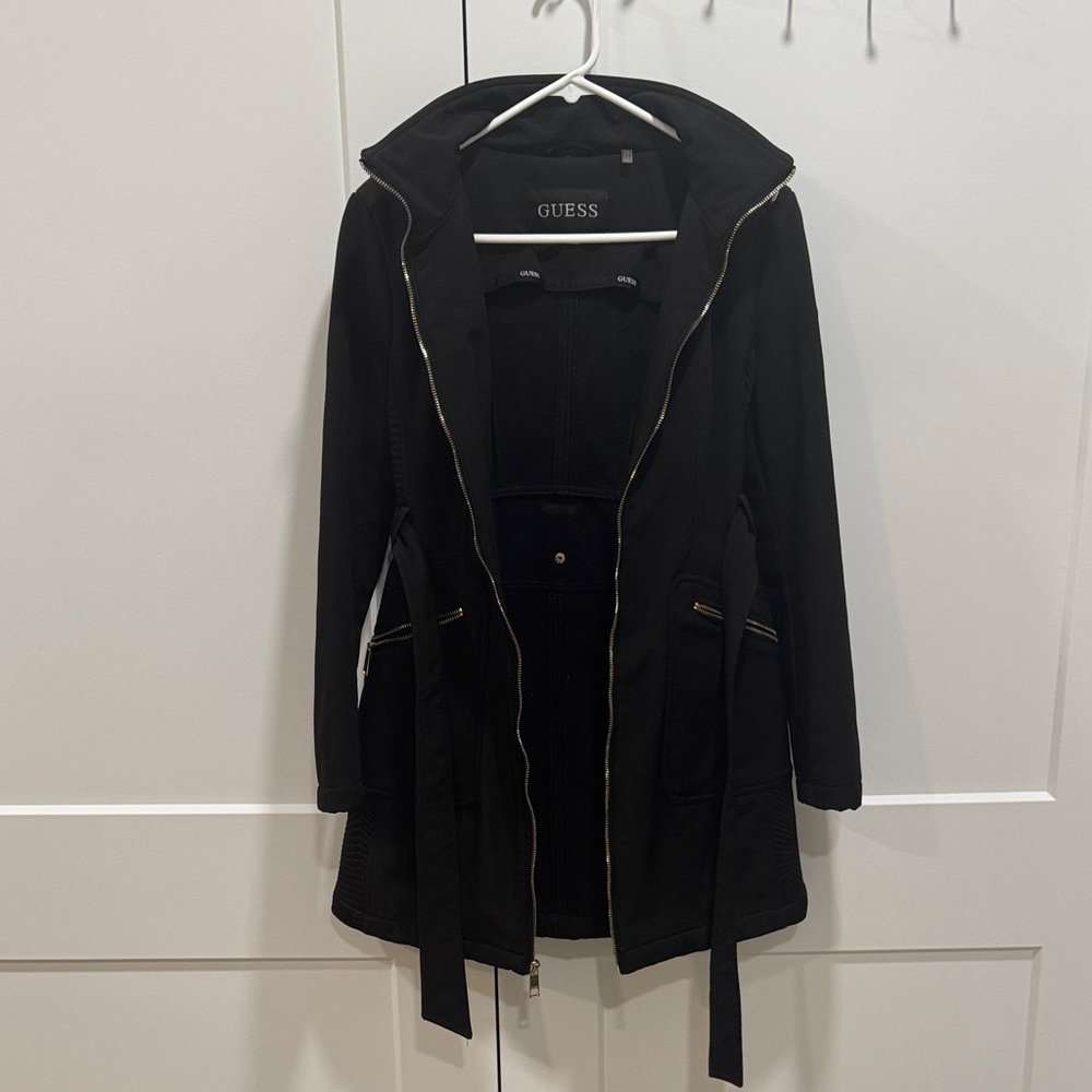 GUESS Black Trench Coat for Women- Medium